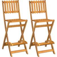 Tabourets de bar d'extérieur pliants lot de 2 Bois d'acacia vidaXL