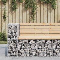 Vidaxl – Banc de jardin en gabion 92x71x65,5 cm – Bois de pin massif – Acier galvanisé – Capacité 110 kg – Pour espaces extérieurs