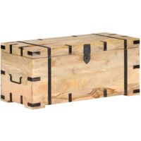 Vidaxl – Coffre en bois de manguier massif 90x40x40 cm – Durable et résistant à l'usure – Idéal pour rangement intérieur et extérieur
