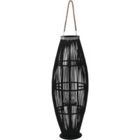 Bougeoir suspendu Bambou Noir 95 cm vidaXL