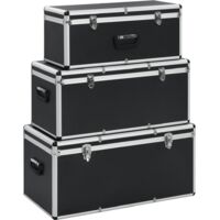Vidaxl – Ensemble de 3 boîtes de rangement en aluminium noir – Construction légère et robuste – Résistant aux rayures – Avec 2 verrous à pression