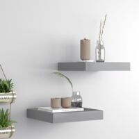 vidaXL Floating Wall Shelves 2 pcs Grey 23x23,5x3,8 cm MDF