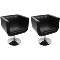 Vidaxl – Lot de 2 chaises de bar en cuir artificiel noir – Hauteur réglable 68-80 cm – Base en acier chromé – Confort optimal pour salon ou bureau