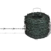 Vidaxl – Fil de fer barbelé d'enchevêtrement vert 100 m – Fer enduit de poudre durable – Résistant aux intempéries – Pour sécurité jardin