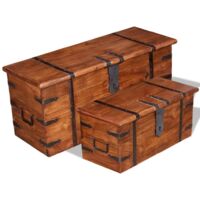 Ensemble de deux coffres de rangement Bois massif vidaXL