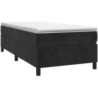 vidaXL Sommier à lattes de lit avec matelas Noir 90x200 cm Velours