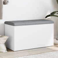 Vidaxl – Banc d'entrée blanc 82x42x45 cm – Bois d'ingénierie – Assise confortable avec coussin épais – Grand espace de rangement