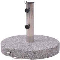 Vidaxl – Pied de parasol 30 kg en granit poli et acier inoxydable – Pour parasols jusqu'à 3m de diamètre – Poignée de transport incluse – 2 adaptateurs Ø 38/48 mm
