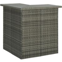 Vidaxl – Table d'angle de bar gris 100x50x105 cm – Résine tressée – 3 étagères de rangement – Cadre acier durable – Pour espaces de vie et établissements commerciaux