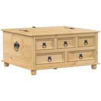 Vidaxl – Boîte de rangement Corona 90x78x45 cm en bois de pin massif – Mécanisme de levage à gaz – Capacité 140 kg – Utilisation comme table basse