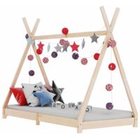 Lit pour les enfants en bois massif de rideau de pino indien diverses dimensions Taille : 90x200 cm