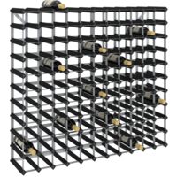 Vidaxl – Casier à bouteilles 120 bouteilles – Bois de pin massif noir – Dimensions 110 x 22,5 x 100,5 cm – Fixation murale incluse