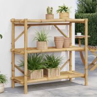 Vidaxl – Étagère à 3 niveaux en bambou 100x40x90 cm – Capacité de charge 90 kg – Design ventilé pour rangement optimal