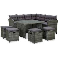 Vidaxl – Salon de jardin 6 pcs en résine tressée gris – Coussin épais pour confort – Cadre en acier léger et robuste – Table basse incluse