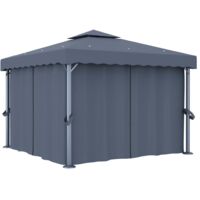 vidaXL Tonnelle avec rideau 3x3 m Anthracite Aluminium