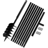 Vidaxl – Tarière manuelle 150 mm – Longueur 5 m – Acier pour sols durs – Tube d'extension inclus – Usage professionnel
