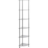 Vidaxl – Étagère 6 niveaux en verre trempé 30x30x160 cm – Structure en acier inoxydable – Pour salon, bureau ou salle de bain