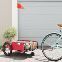 vidaXL Remorque de vélo rouge tissu oxford et fer