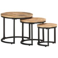 Tables d'appoint 3 pcs Bois de manguier brut vidaXL