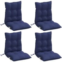 vidaXL Coussins de chaise à dossier bas lot de 4 bleu marine