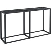 vidaXL Table console Marbre noir 140x35x75,5 cm Verre trempé