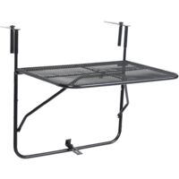 Vidaxl – Table de balcon pliable en acier noir 60x40 cm – Résistante aux intempéries – Design maillé pour charme industriel