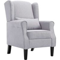 Vidaxl – Fauteuil club gris clair en tissu – Cadre en bois et contreplaqué – Pieds en chêne massif – Largeur du siège 45,5 cm – Confort optimal