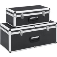Vidaxl – Caisse en bois 2 pcs – Aluminium noir – Construction légère et robuste – Verrouillage à pression – Poignée de transport