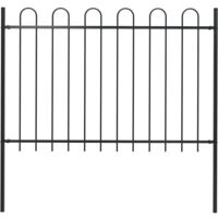 vidaXL Garden Fence with Hoop Top Steel 181x120 cm Black