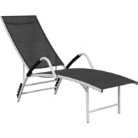 vidaXL Chaise longue Textilène et aluminium Noir