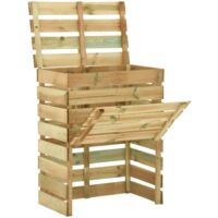 Vidaxl – Composteur de jardin en bois de pin imprégné 80x50x100 cm – Circulation d'air optimale – Résistant aux intempéries – Couvercle ouvert