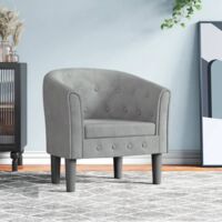 Vidaxl – Fauteuil cabriolet gris clair en velours 100% polyester – Design tufté – Dimensions 70x56x68 cm – Hauteur d'assise 39 cm
