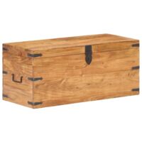 Vidaxl – Coffre en bois d'acacia 90x40x40 cm – Finition acier noir – Verrouillable – Poignées de transport – Banc d'entrée pratique