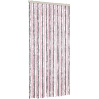 vidaXL Fly Curtain Silver Grey and Pink 90x200 cm Chenille