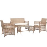Vidaxl – Salon de jardin 4 pcs avec coussins – Résine tressée imperméable – Cadre en acier robuste – Confort optimal pour extérieur