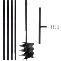Vidaxl – Tarière manuelle 1 m avec tube d'extension 4 m – Acier super résistant – Pour aération compost et mélange sols – Longueur spirale 270 mm