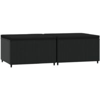 Vidaxl – Repose-pieds de jardin lot de 2 – Résine tressée noire – Coussin épais 3 cm – Pieds réglables – Pour extérieur uniquement