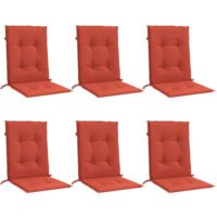 Vidaxl – Coussins de chaise à dossier bas lot de 6 – Dimensions 100x50x4cm – Tissu polyester rouge mélangé – Sangles élastiques pour maintien