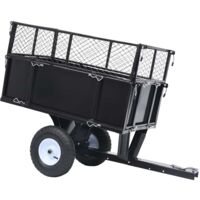 Vidaxl – Remorque basculante pour tondeuse de pelouse – Charge 150 kg – Hauteur extensible jusqu'à 22 cm – Parois rabattables et inclinables