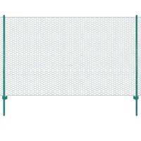 vidaXL Clôture en grillage métallique avec poteaux Acier 25x2 m Vert