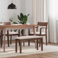 Vidaxl – Banc 90 cm en bois d'hévéa massif – Assise rembourrée pour confort – Design élégant pour intérieur – Stable et durable