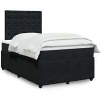 vidaXL Sommier à lattes de lit avec matelas noir 120x190 cm velours