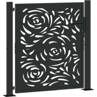 Vidaxl – Portail aluminium noir 100x100 cm – Acier galvanisé résistant à la corrosion – Design découpé au laser – Système de verrouillage sécurisé