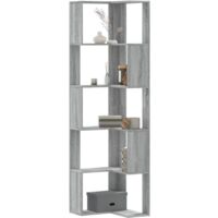Vidaxl – Bibliothèque d'angle 5 niveaux en bois d'ingénierie sonoma gris – Dimensions 50x50x179 cm – Résistante à l'humidité et déformation