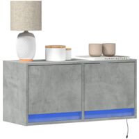 vidaXL Meuble TV mural avec lumières LED gris béton 80x31x35 cm