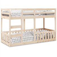 Vidaxl – Lit superposé 75x190 cm en bois de pin massif – Cadre stable avec échelle intégrée – Garde-corps pour sécurité – Capacité 100 kg