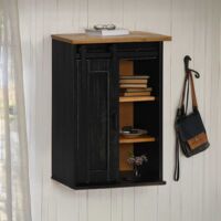 VidaXL Armoire suspendue HALDEN porte coulissante noir 49x22,5x70 cm