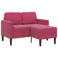 Canapé 2 places avec méridienne en L rouge bordeaux 125 cm vidaXL