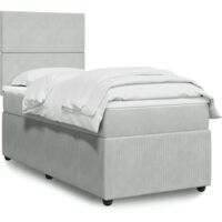Sommier à lattes de lit et matelas Gris clair 90x200 cm Velours vidaXL