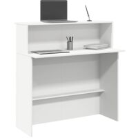 Vidaxl – Bureau de réception blanc 100x50x103,5 cm – Bois d'ingénierie – Rangement intégré – Design pour espaces professionnels